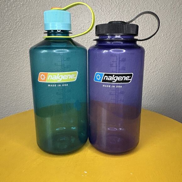 2 Pack Nalgene Wide Mouth 32 oz. Water Water Narrow Mouth Purple Blue - Picture 2 of 11